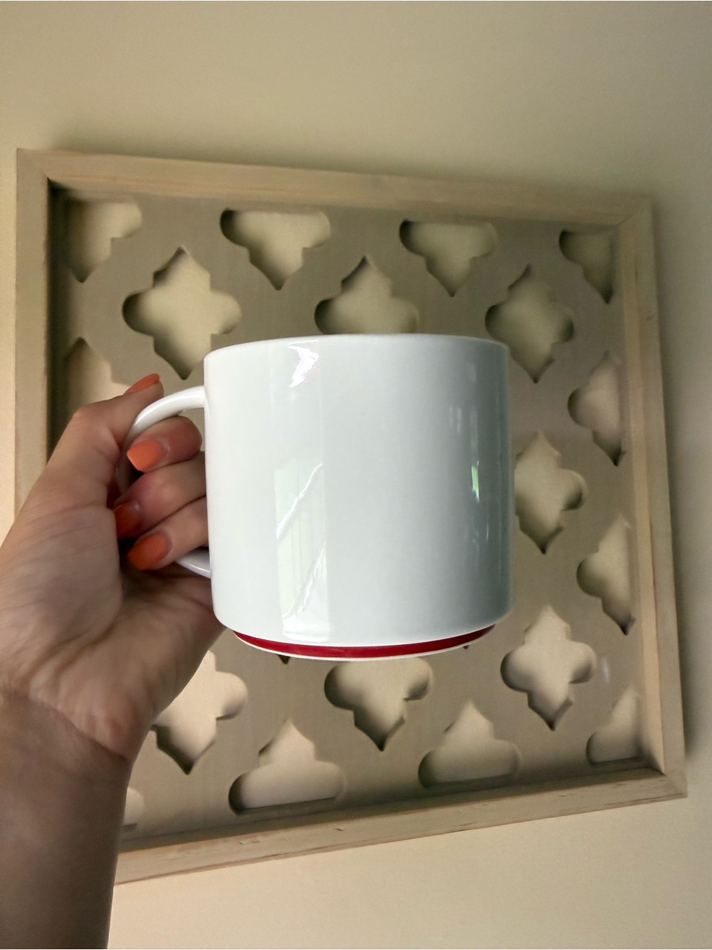 Starbucks White Ceramic Mug with Red Rim and Gold Logo - Picture 2 of 4